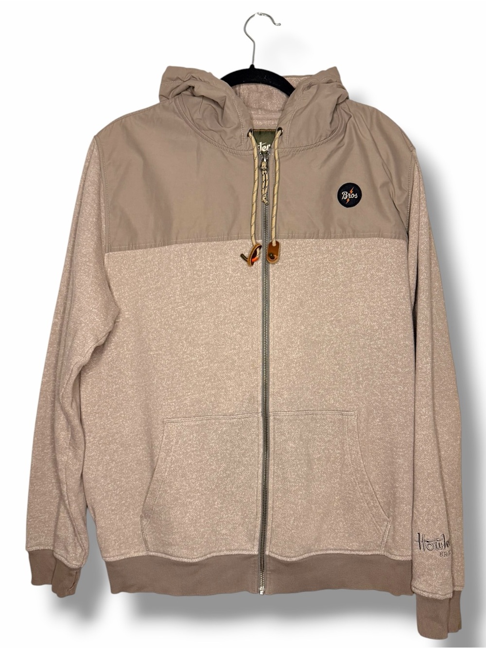 Howler Brothers Men’s Taupe Kameron Hoodie Full-Zip Jacket Athleisure Cozy Large